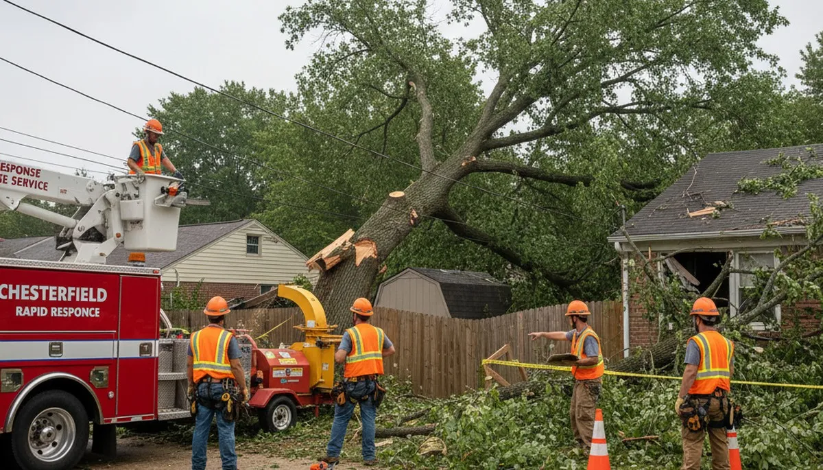 Emergency tree removal after storm damage in Chesterfield, Richmond VA restoring safety and property access