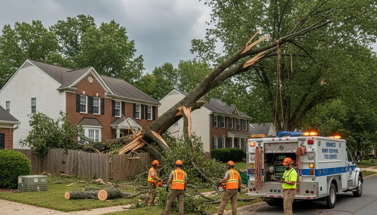 Emergency tree removal after storm damage in Henrico near Richmond VA restoring property safety