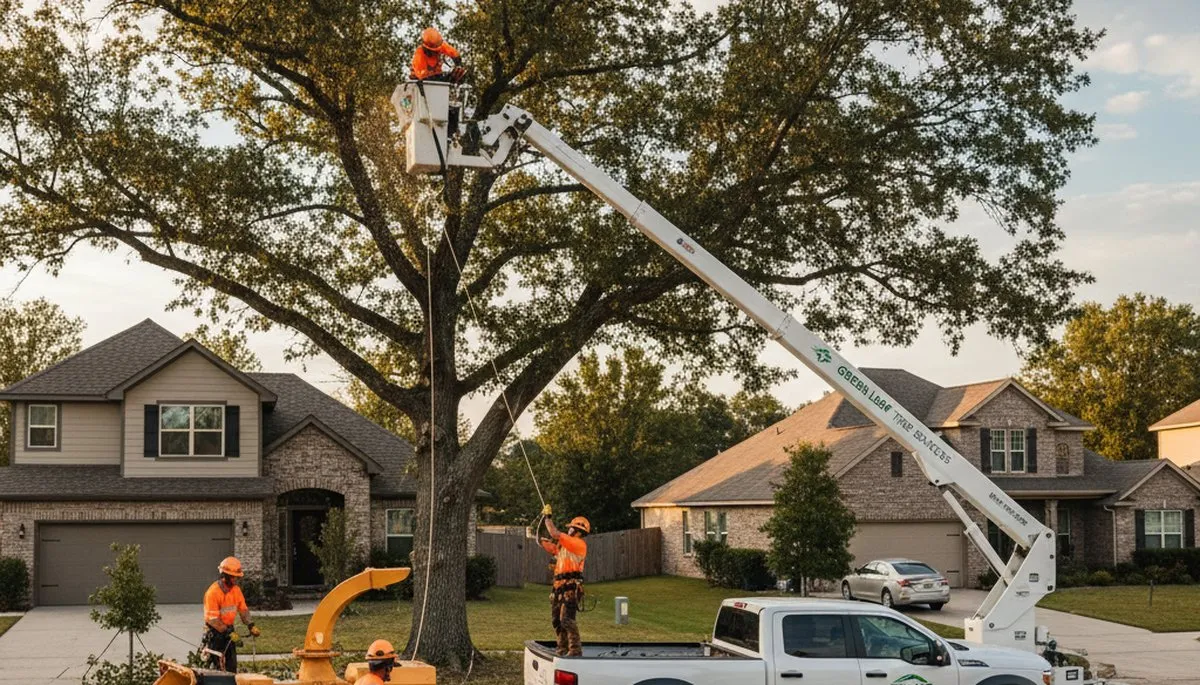 Certified arborists performing professional tree removal in Richmond, VA backyard