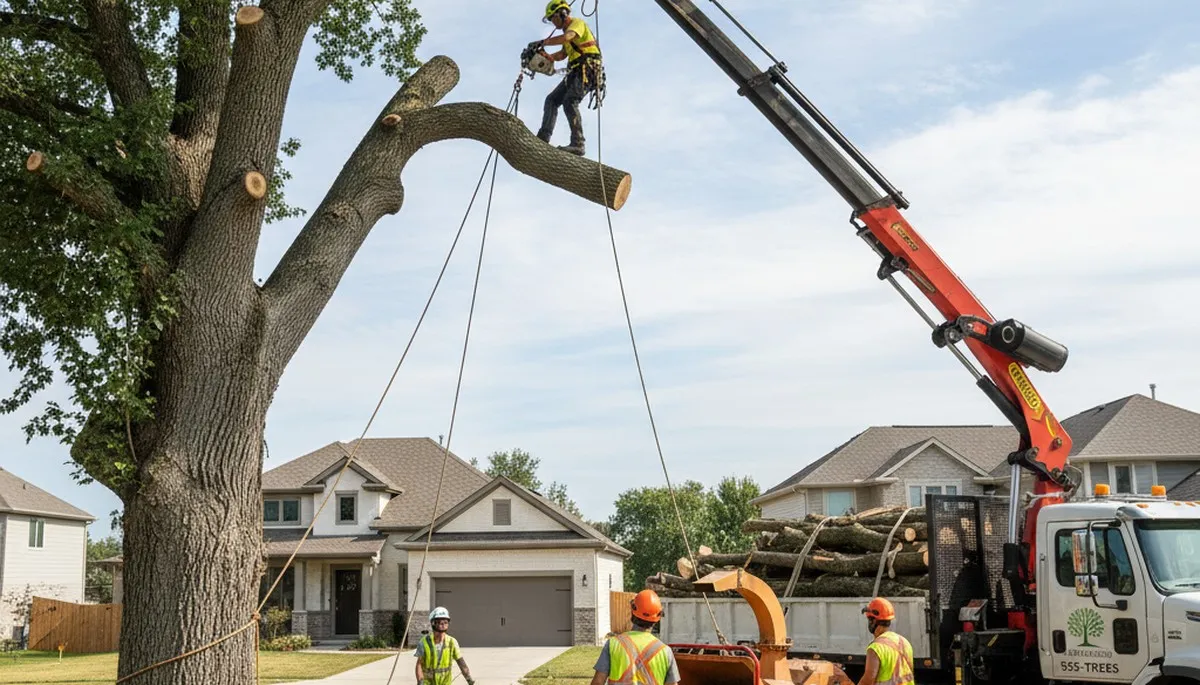 Professional tree removal service crew working in Richmond, VA yard