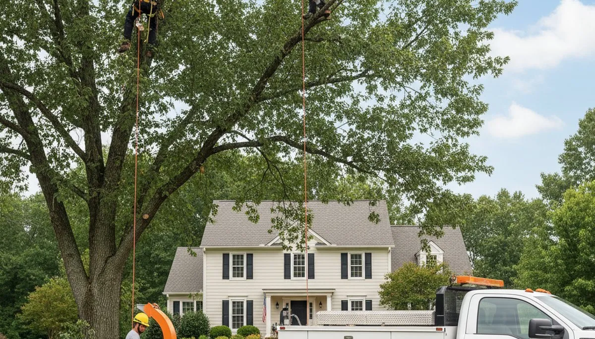 Professional tree removal service in Richmond VA safely clearing large oak trees