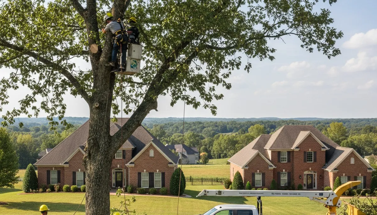 Professional tree removal service team working in Richmond, VA yard